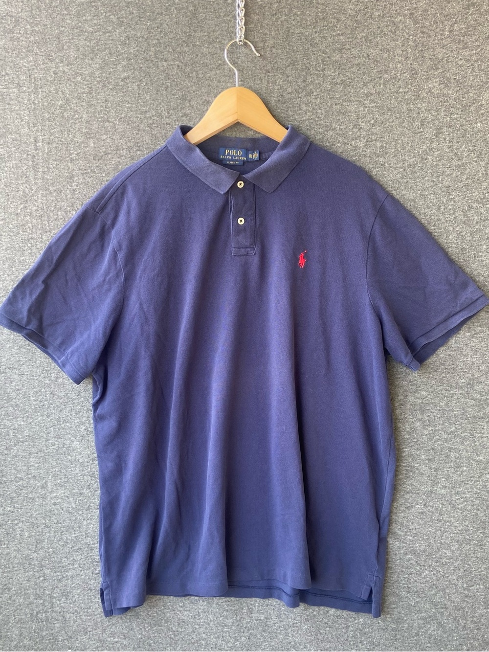 POLO RALPH LAUREN Men Classic Fit Navy Blue Red Pony Polo Shirt XXLMensOversized